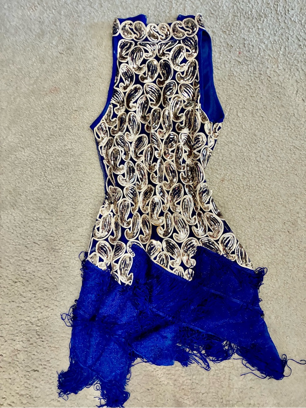 Embellished Royal Blue Fringe Party Dress